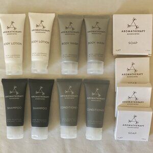 Aromatherapy Associates 12-piece travel set shampoo, conditioner, wash, lotion